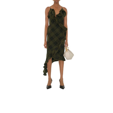 Check Silk Wrap Dress - Oil Ip Check