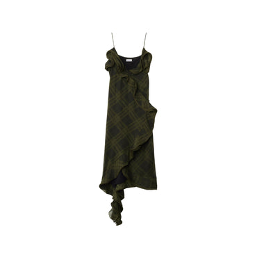 Check Silk Wrap Dress - Oil Ip Check