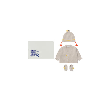 Duck Wool Cashmere Three-piece Baby Gift Set - Light Grey Melange