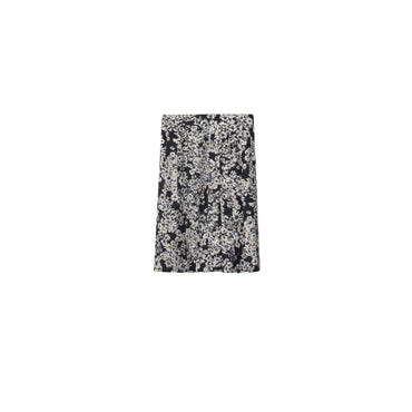 Pleated Daisy Silk Skirt - Black Ip Pattern