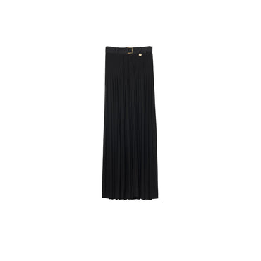 Pleated Crepe Jersey Maxi Skirt - Black