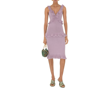 Ruffled Silk Blend Dress - Wisteria
