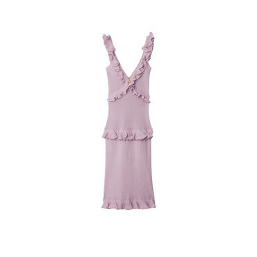 Ruffled Silk Blend Dress - Wisteria