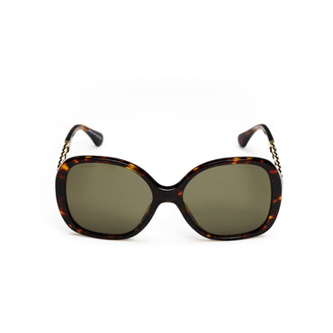Shining Chain Sunglasses - Dark Tortoise+Brown