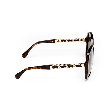 Shining Chain Sunglasses - Dark Tortoise+Brown