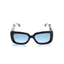Cc Leather Strap Sunglasses - Blue+Blue