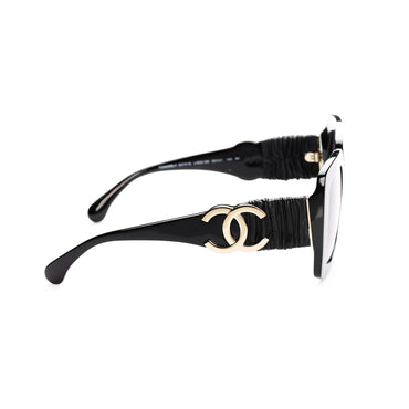 Cc Leather Strap Sunglasses - Black + Grey