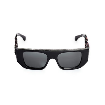 Star Tweed Sunglasses - Black+Brown