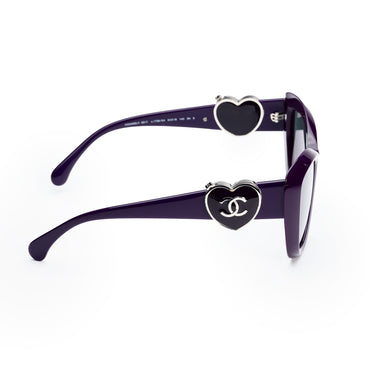Charming Heart Sunglasses - Purple+Grey