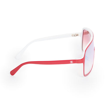 Retro Winter Sunglasses - Red/White + Blue Pink