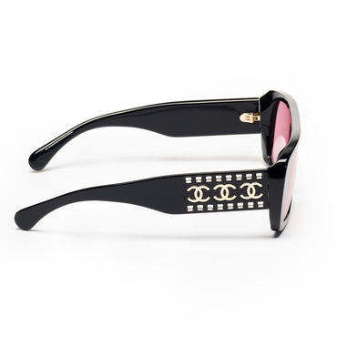 Movie Strass Sunglasses - Black + Pink