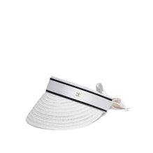 Straw Fan/Satin Visor - Ecru/White