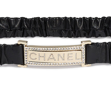 Lambskin/Mshlg/Strass Leather Woman Belt - Black