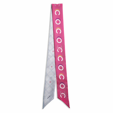 Silk Twill Slim Bandeau - Fuchsia/Ecru