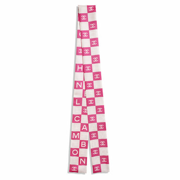 Silk Twill Slim Bandeau - Pink/Ecru