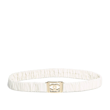 Lambskin/Mshlg Leather Woman Belt - White