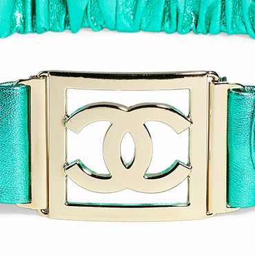 Lambskin/Mshlg Leather Woman Belt - Green
