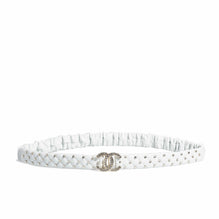 Calfskin/Mshlg/Strass Leather Woman Belt - White