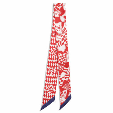 Silk Twill Slim Bandeau - Red/White