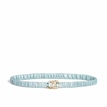 Calfskin/My/Strass Leather Woman Belt - Light Blue
