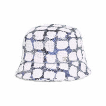 Fantasy Tweed/ Sequin Cloche Hat - White/Blue