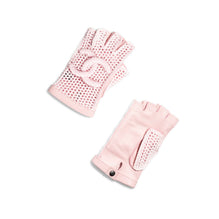Crochet/Lambskin Fingerless Gloves - Light Pink