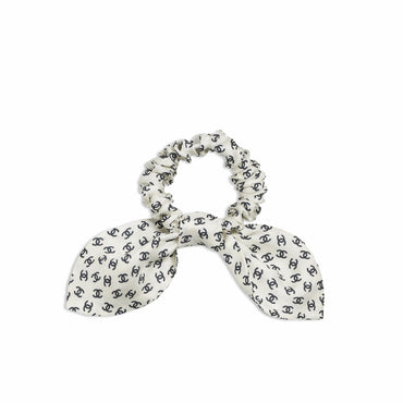 Silk Twill Scrunchie - Ecru/Black