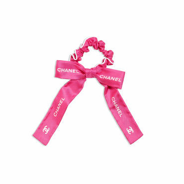 Silk Twill Scrunchie - Fuchsia/Ecru