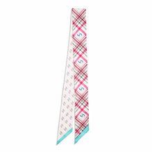 Silk Twill Slim Bandeau - Whi/Drk Pin/Turq/Gry