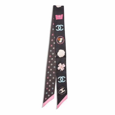 Silk Twill Slim Bandeau - Dark Pink/Black