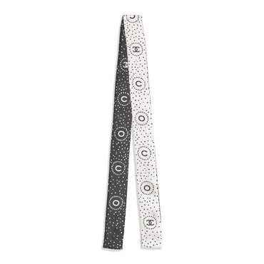 Silk Twill Slim Bandeau - White/Black