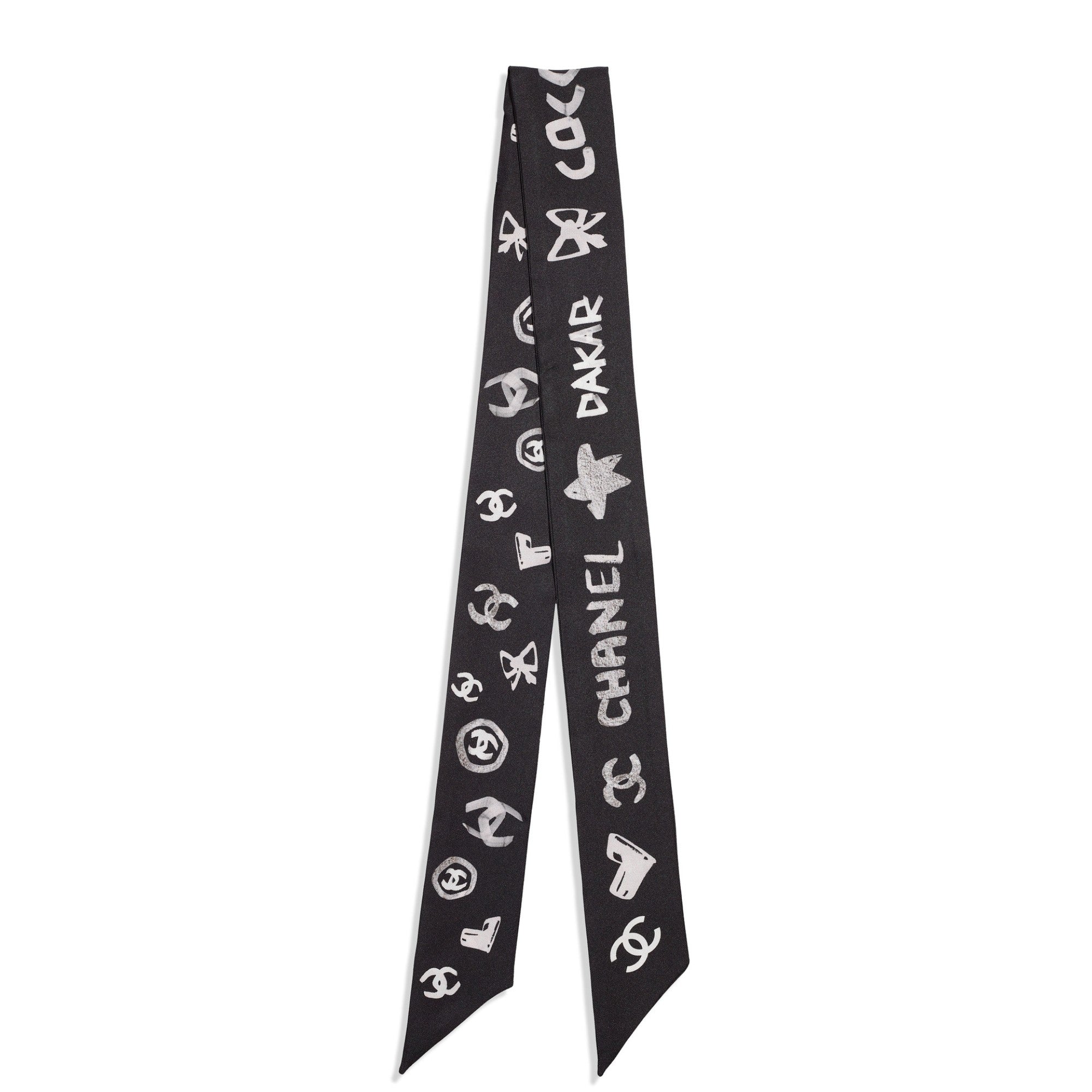 Silk Twill Slim Bandeau - Black/White