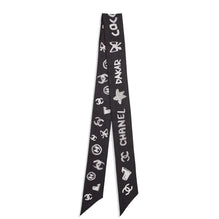 Silk Twill Slim Bandeau - Black/White