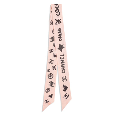 Silk Twill Slim Bandeau - Light Pink/Black