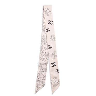 Silk Twill Slim Bandeau - Light Pink/Black