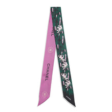 Silk Twill Slim Bandeau - Black/Green/Pink