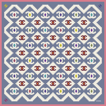 Silk Twill Square Scarf - Grey/Lt Bei/Burg