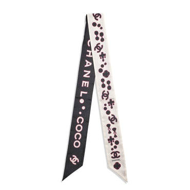 Silk Twill Slim Bandeau - Ecru/Bck/Fuchsia