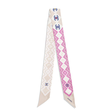 Silk Twill Slim Bandeau - Lt Bei/Pink/Ecru