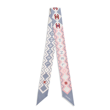 Silk Twill Slim Bandeau - Grey/Lt Pink/Ecru