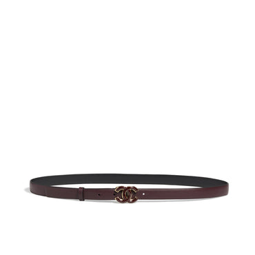 Calfskin/My/Resin Leather Woman Belt - Dark Brown