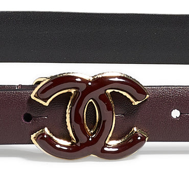 Calfskin/My/Resin Leather Woman Belt - Dark Brown