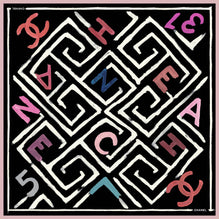 Silk Twill Square Scarf - Black/White/Multi