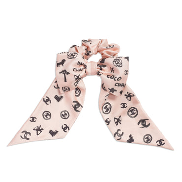 Silk Twill Scrunchie - Pink/Black