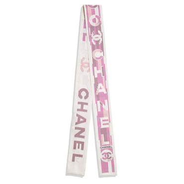 Silk Twill Slim Bandeau - Ecru/Pink/Purple