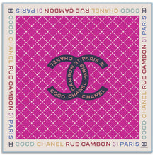 Silk Twill Square Scarf - Ecru/Fuchsia