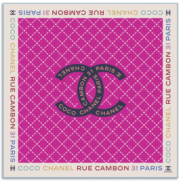 Silk Twill Square Scarf - Ecru/Fuchsia