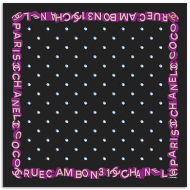 Silk Twill Square Scarf - Black/Purple/Ecru
