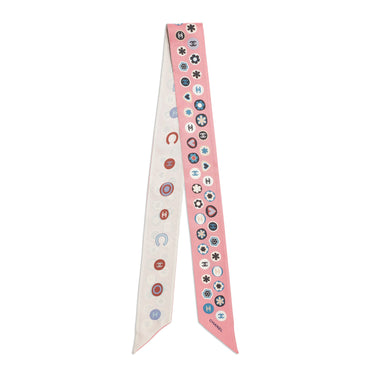 Silk Twill Slim Bandeau - Pink/Ecru