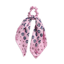Silk Twill Scrunchie - Pink/Blue/Ecru